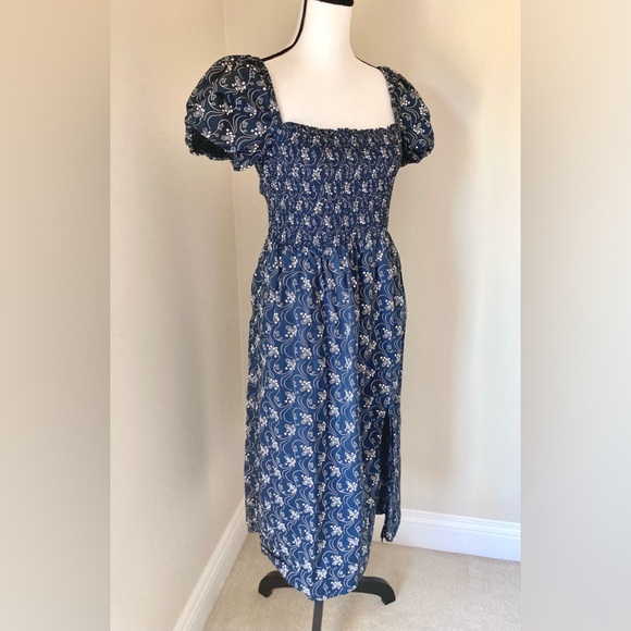 J. Crew Blue and White Puff Sleeve Dress - Picture 2 of 9